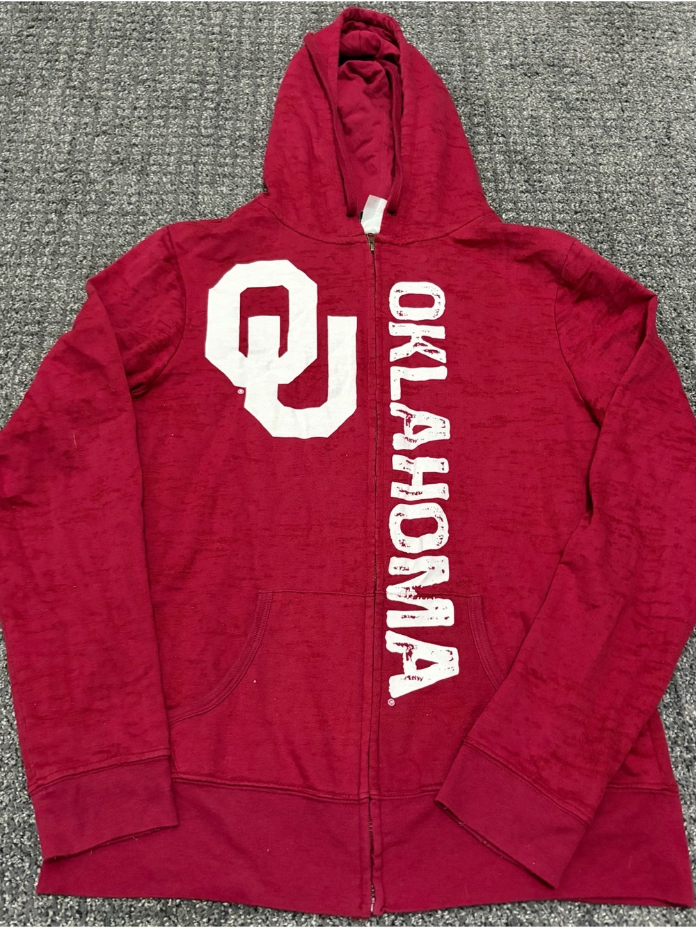 Oklahoma Crimson Red Zip-Up Hoodie Sweater
